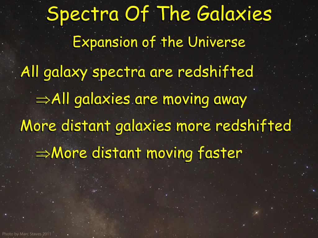 spectra of the galaxies expansion of the universe