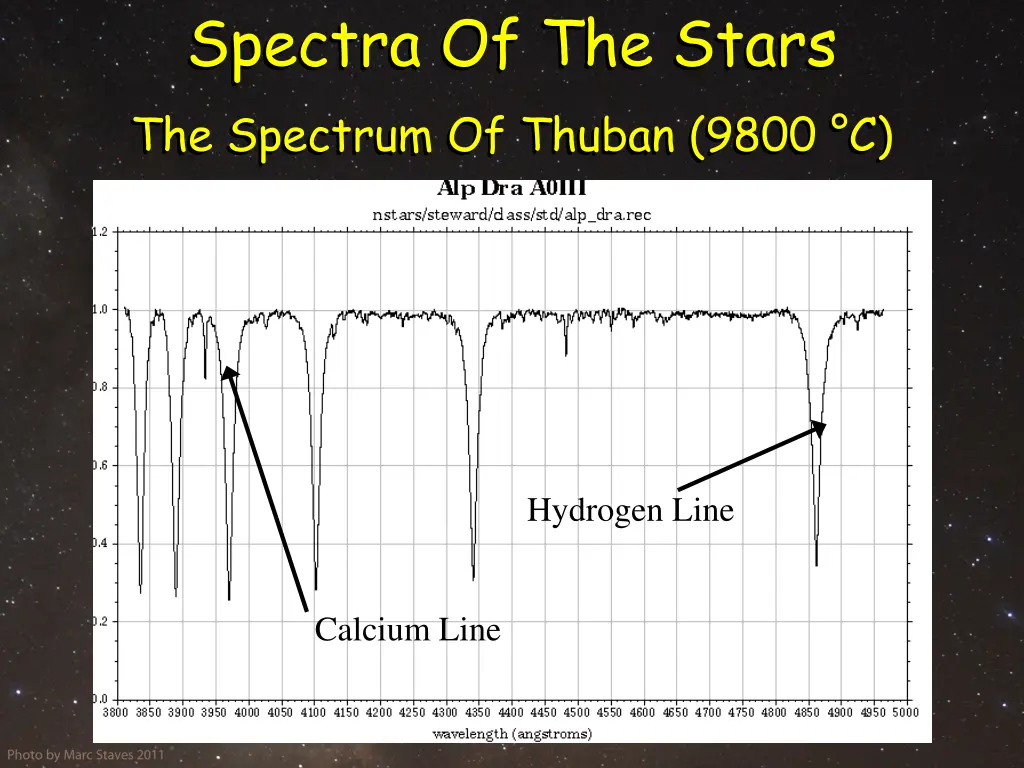 spectra of the stars the spectrum of thuban 9800 c