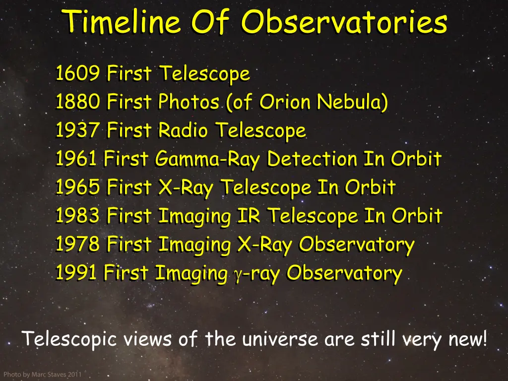 timeline of observatories