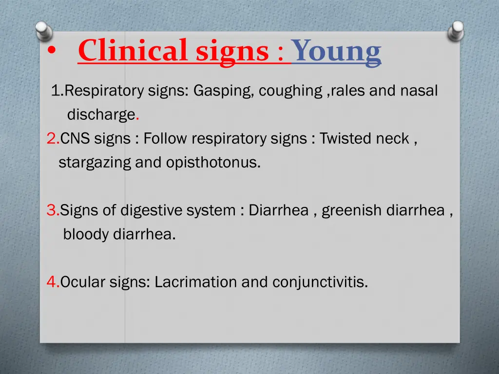 clinical signs young
