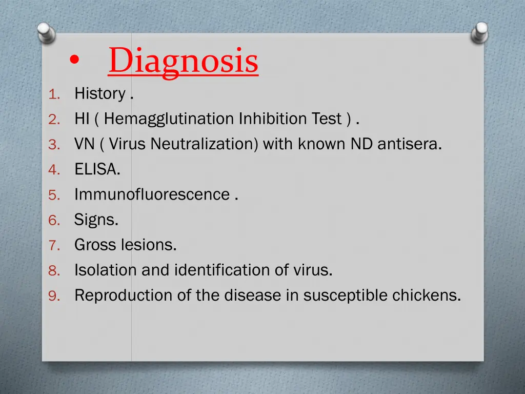 diagnosis 1 history 2 hi hemagglutination
