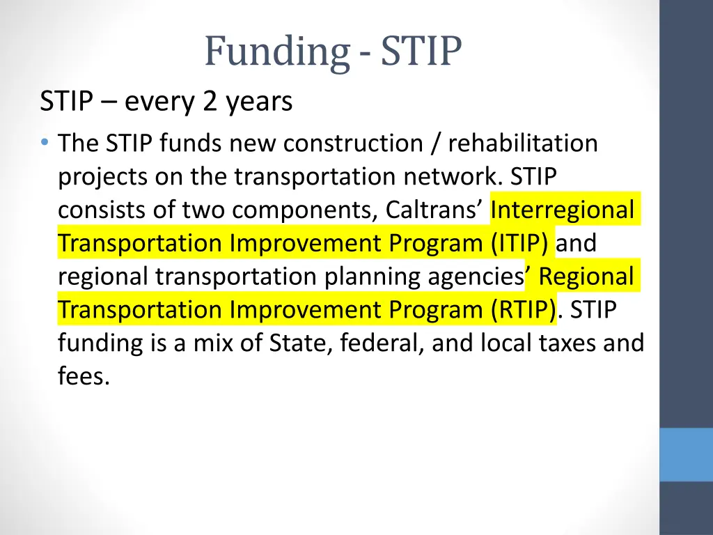 funding stip