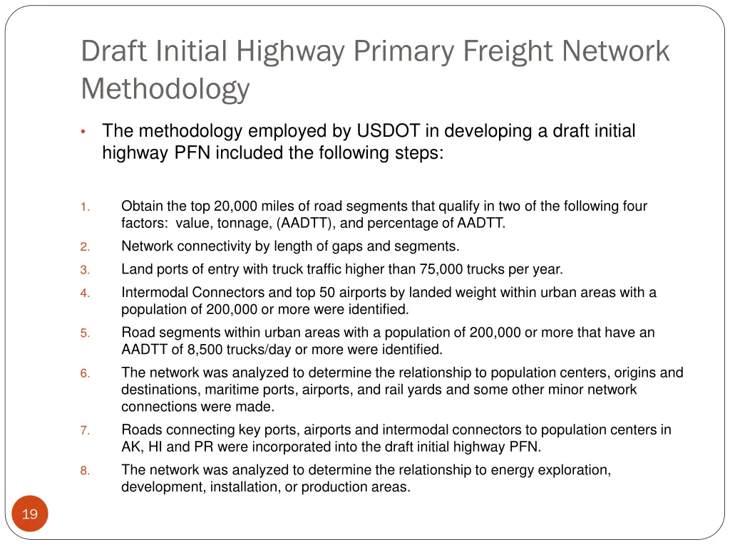 draft initial highway primary freight network