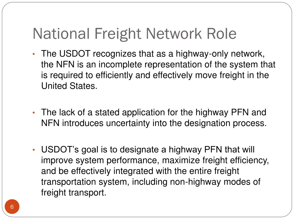 national freight network role