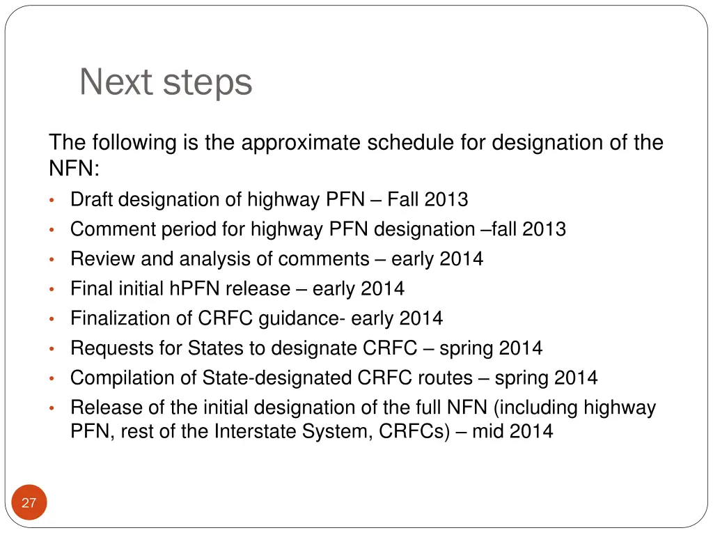 next steps