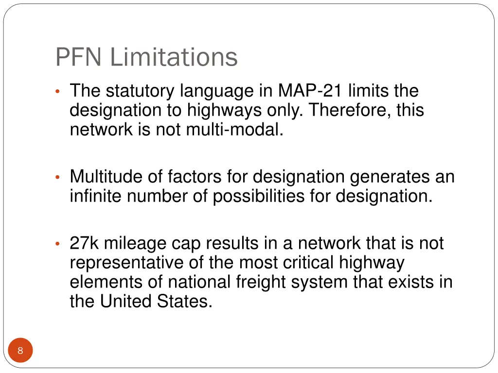 pfn limitations