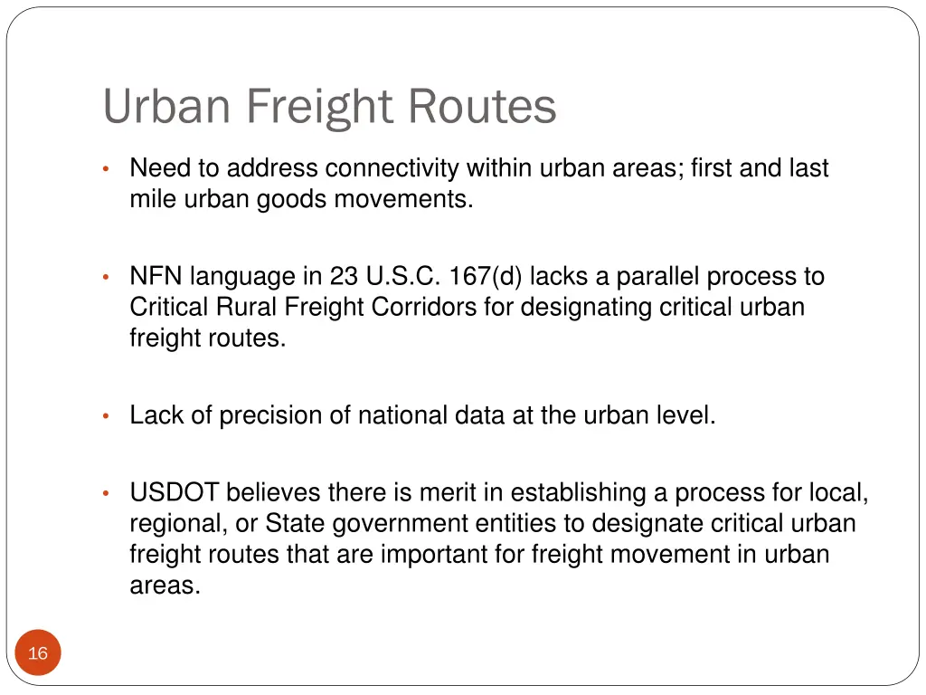 urban freight routes