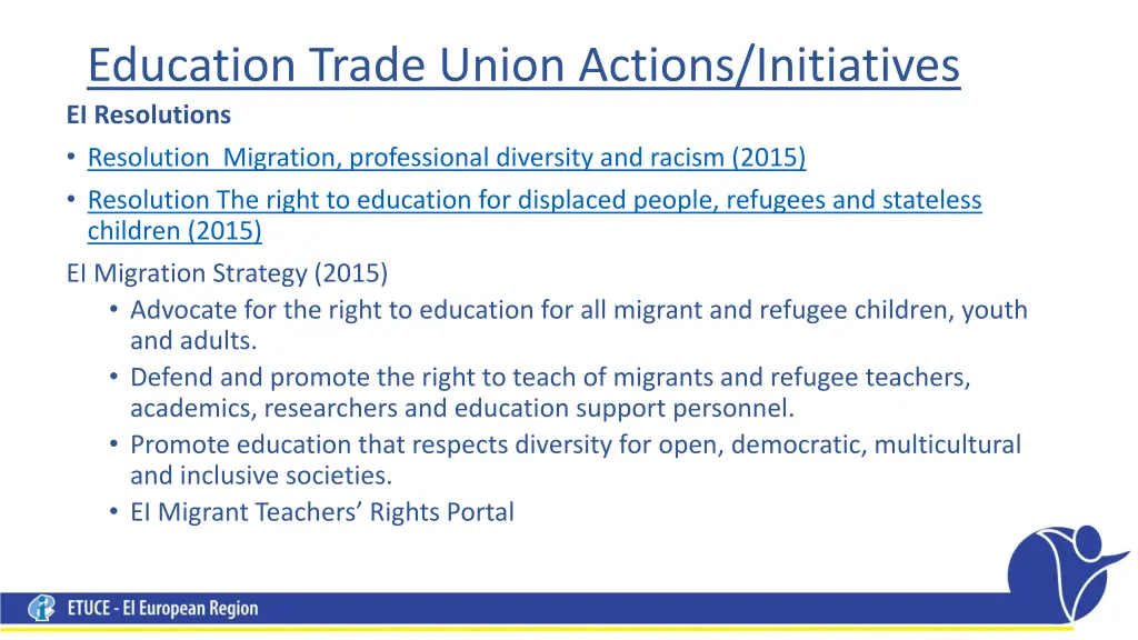 education trade union actions initiatives