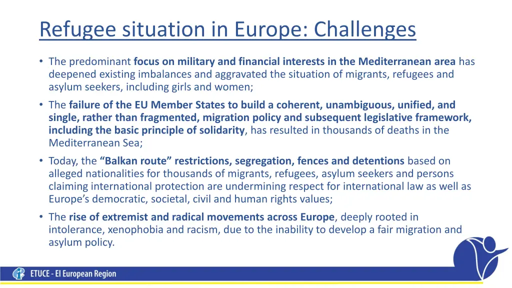 refugee situation in europe challenges
