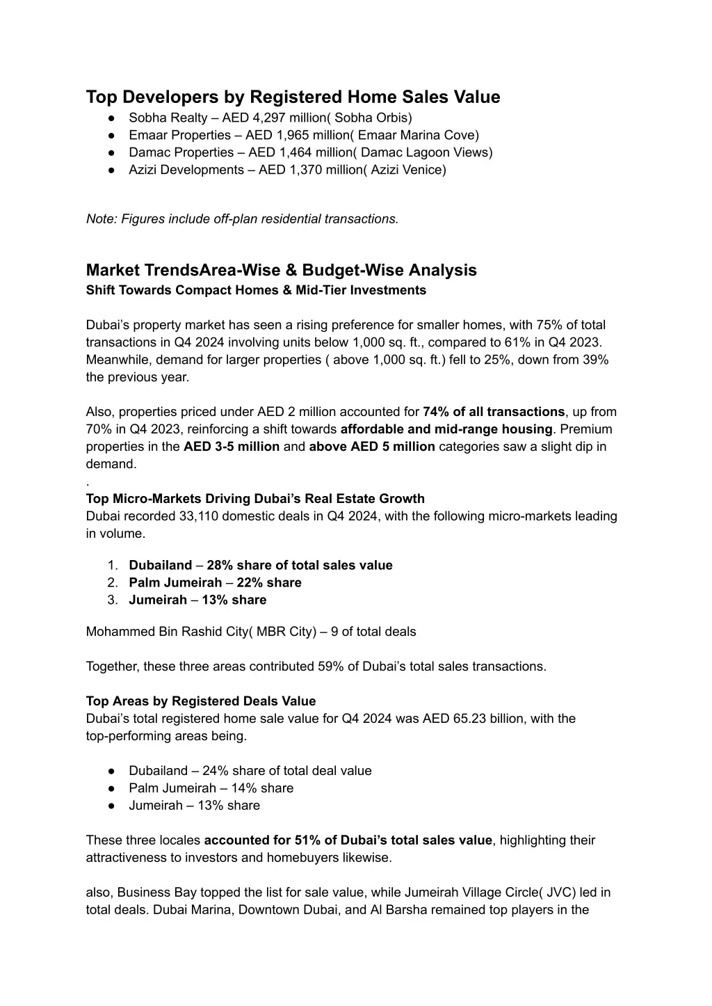 top developers by registered home sales value