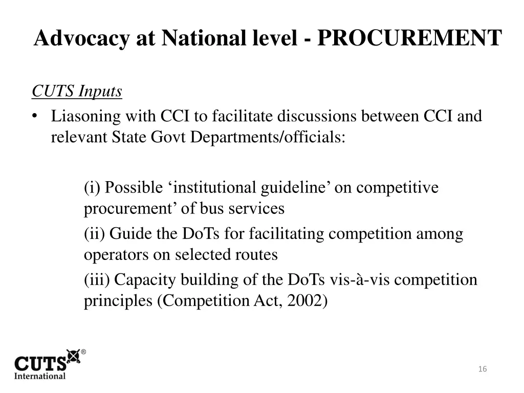 advocacy at national level procurement 1
