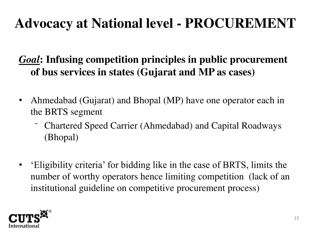 advocacy at national level procurement