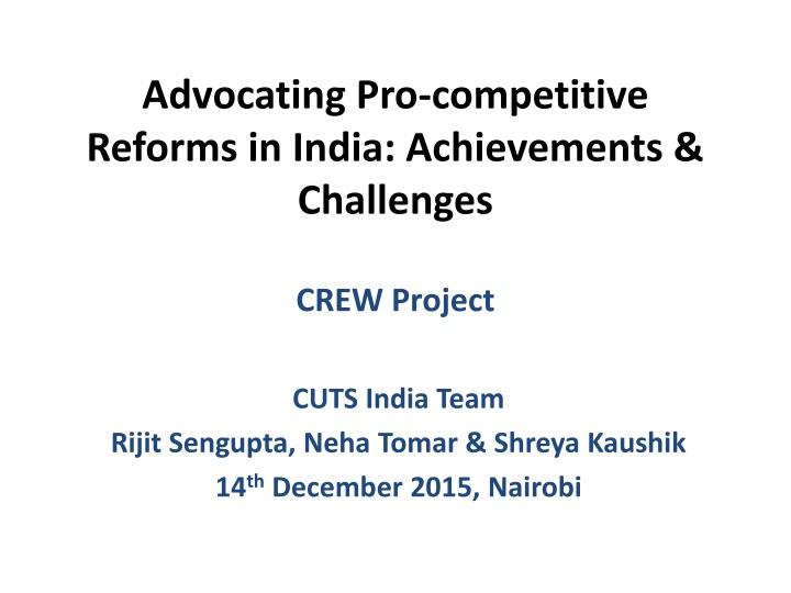 advocating pro competitive reforms in india