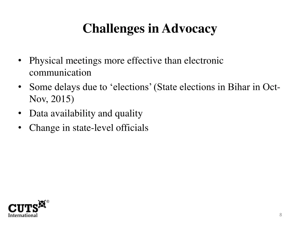 challenges in advocacy