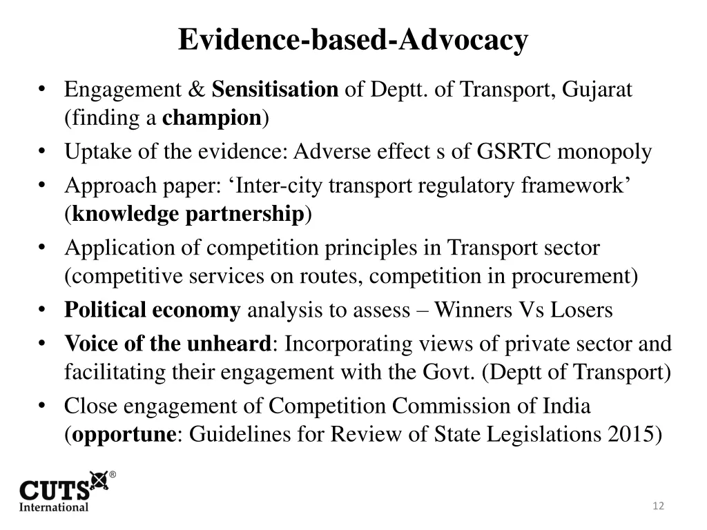 evidence based advocacy 1