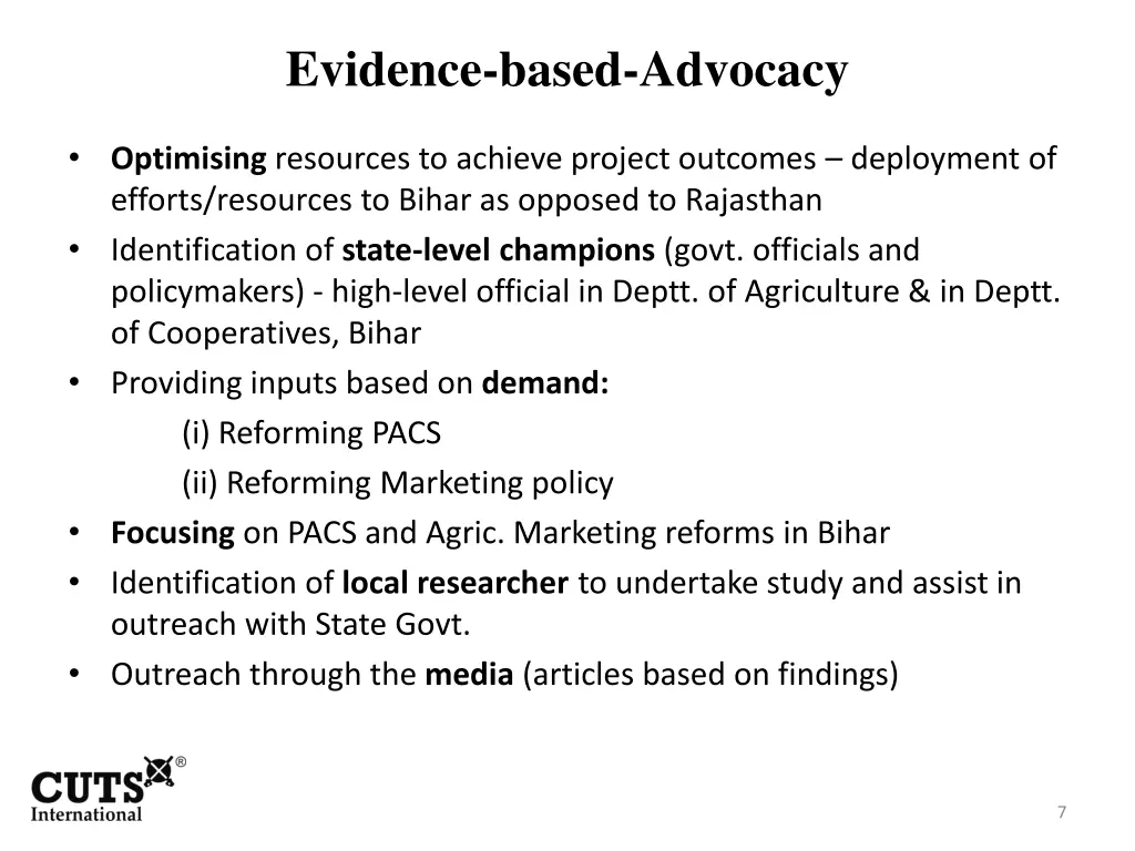 evidence based advocacy