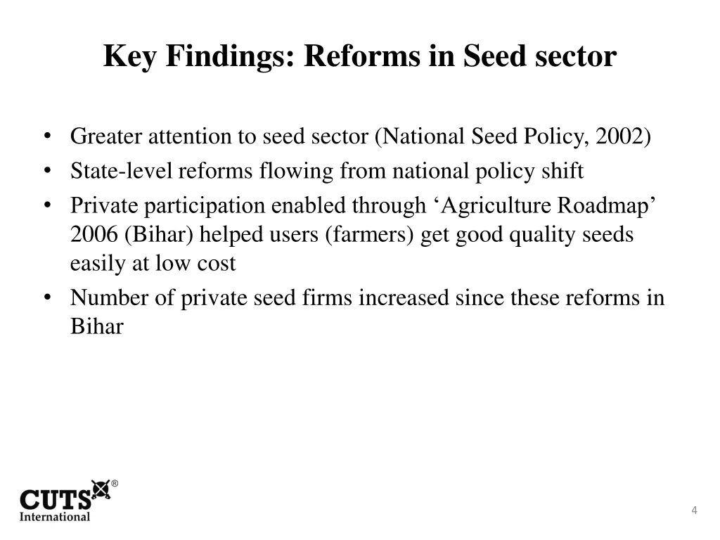 key findings reforms in seed sector