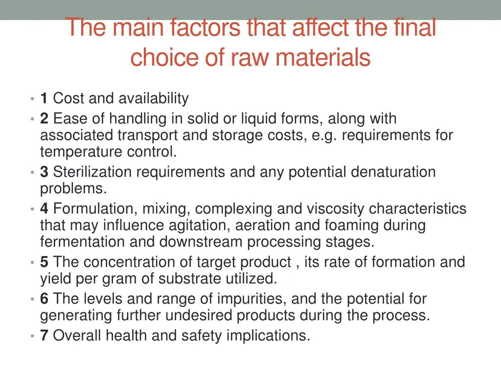 the main factors that affect the final choice