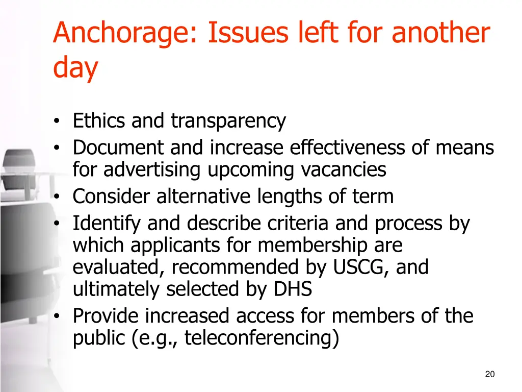 anchorage issues left for another day