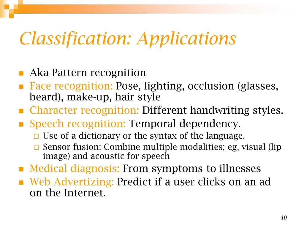 classification applications