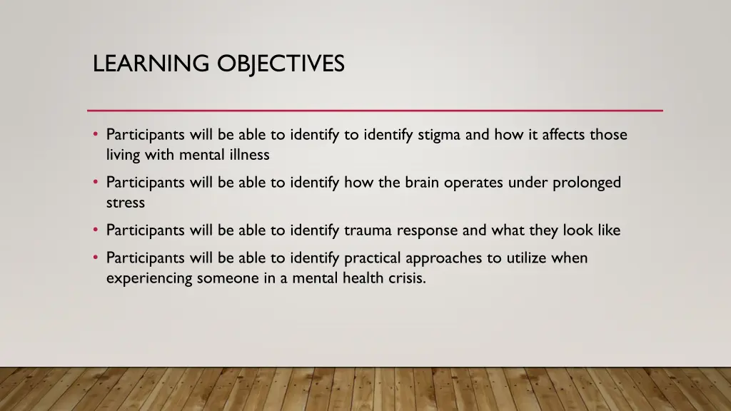 learning objectives