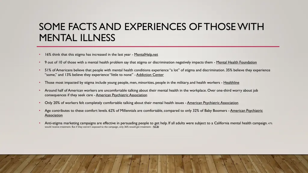 some facts and experiences of those with mental 2