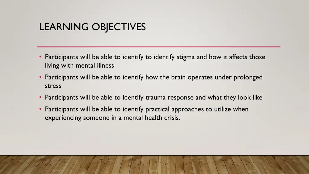learning objectives