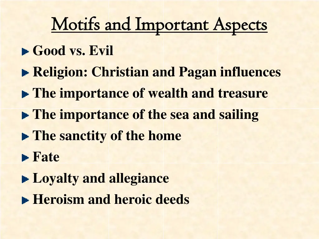 motifs and important aspects motifs and important
