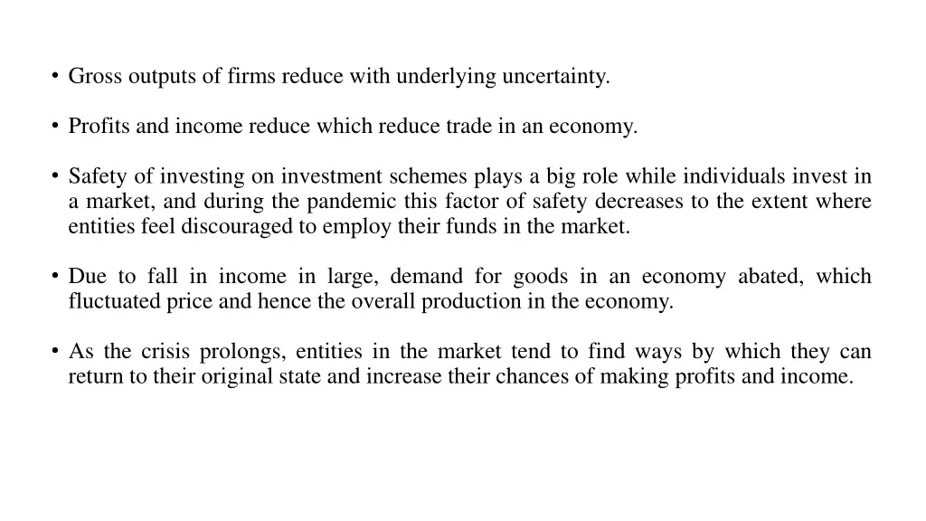 gross outputs of firms reduce with underlying