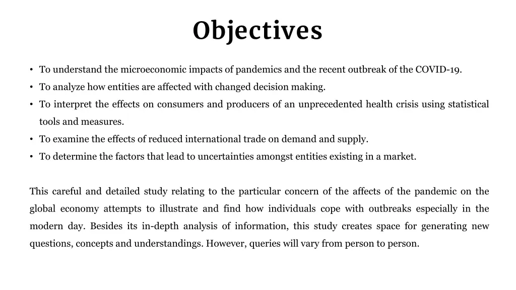 objectives