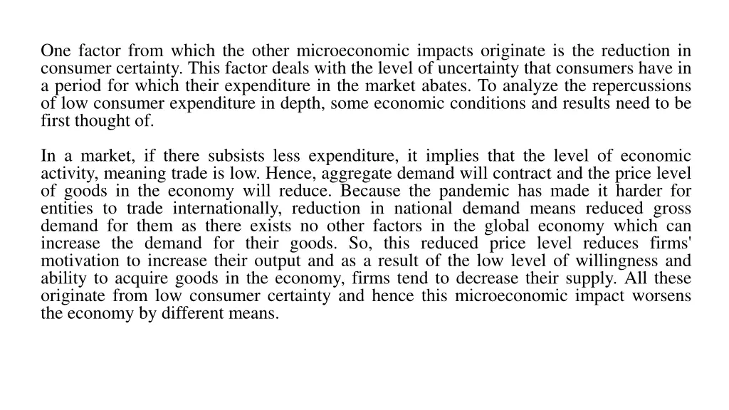 one factor from which the other microeconomic