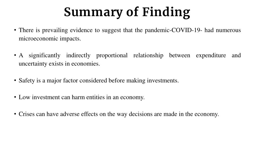 summary of finding