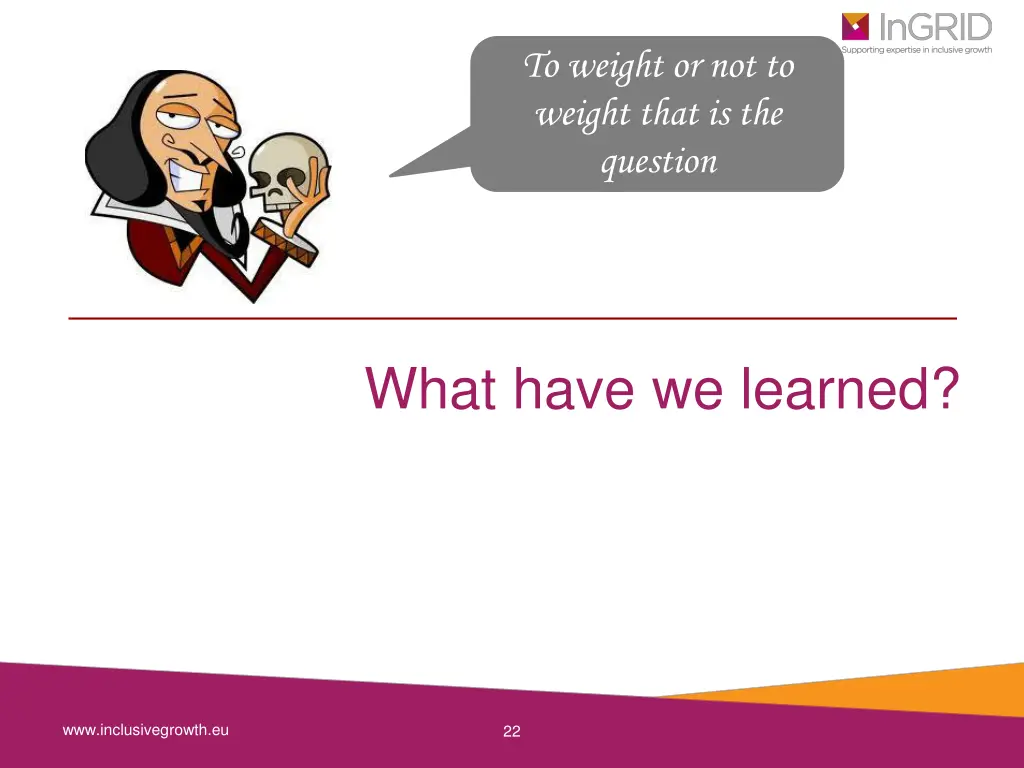 to weight or not to weight that is the question