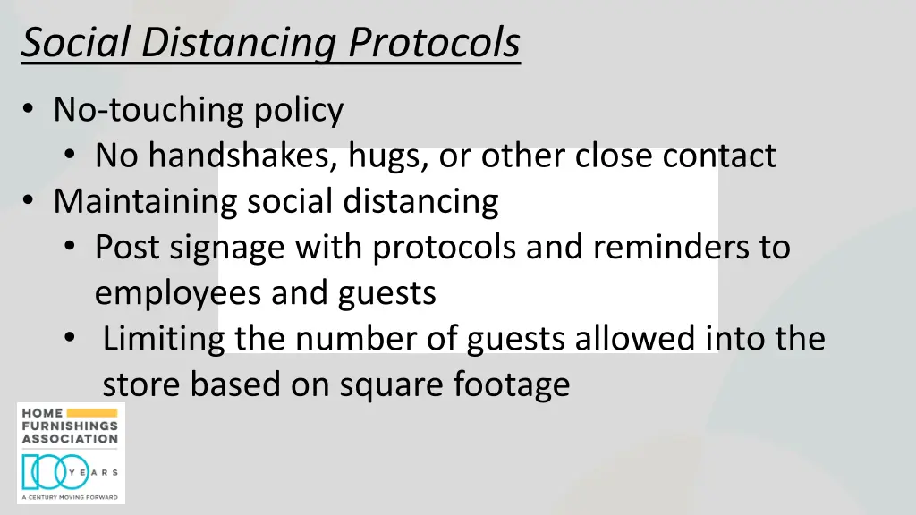 social distancing protocols no touching policy