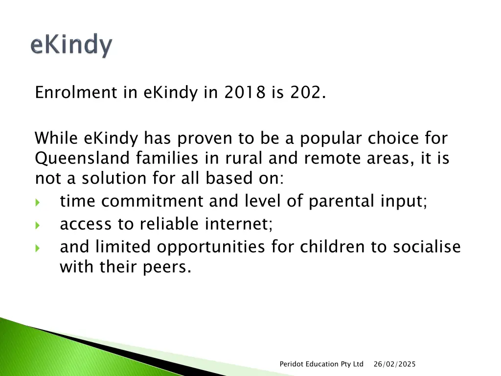 enrolment in ekindy in 2018 is 202