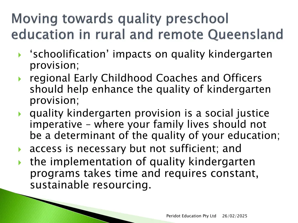schoolification impacts on quality kindergarten