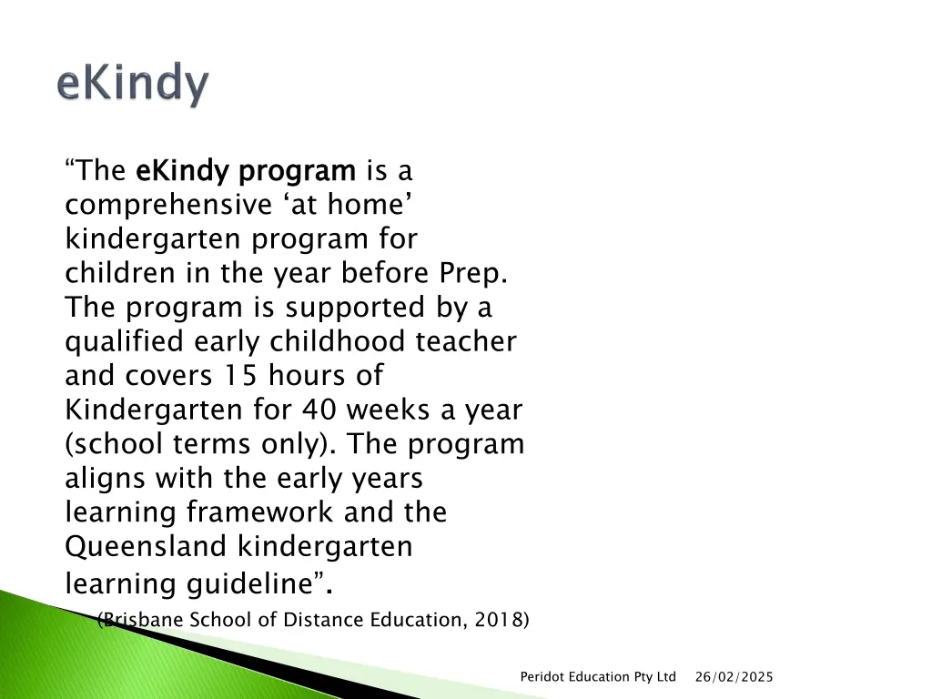 the ekindy program comprehensive at home