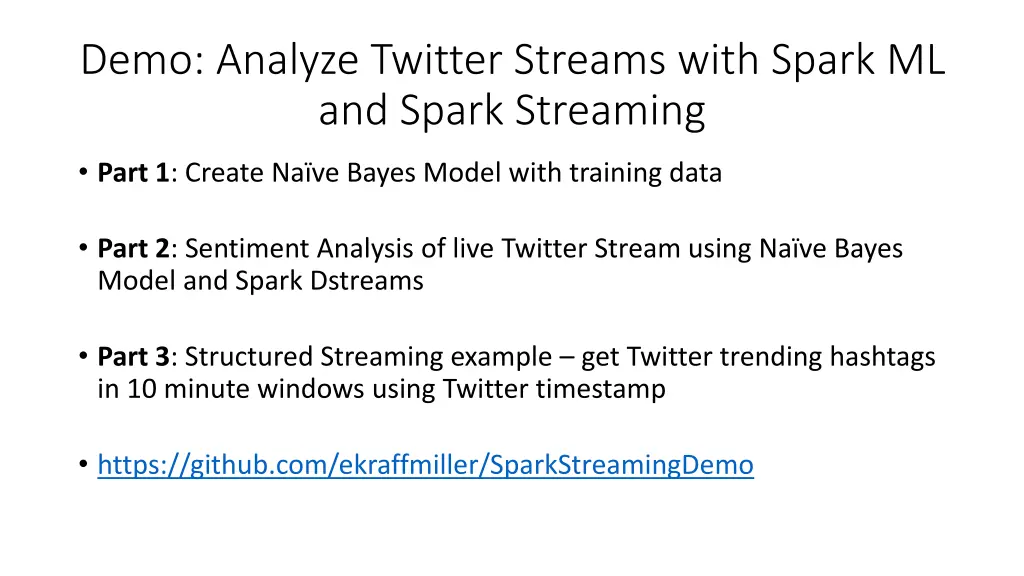 demo analyze twitter streams with spark