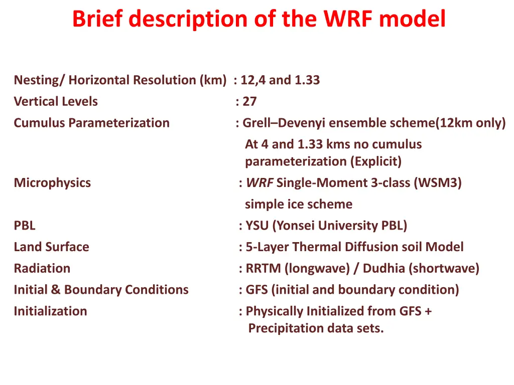 brief description of the wrf model
