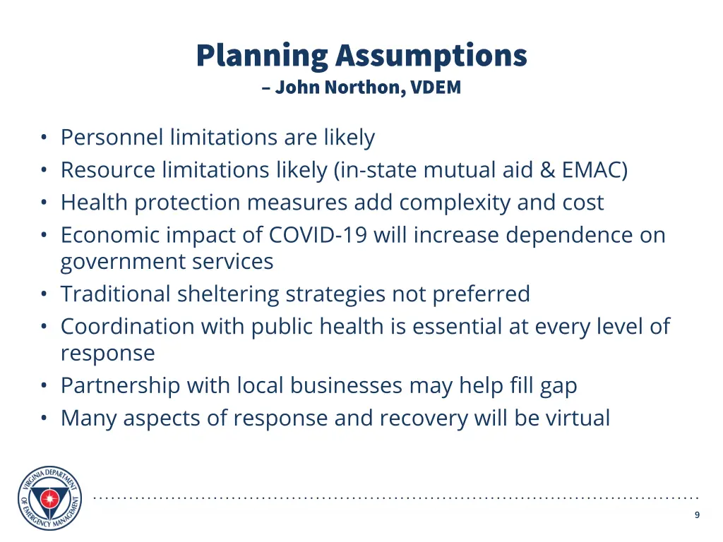 planning assumptions john northon vdem