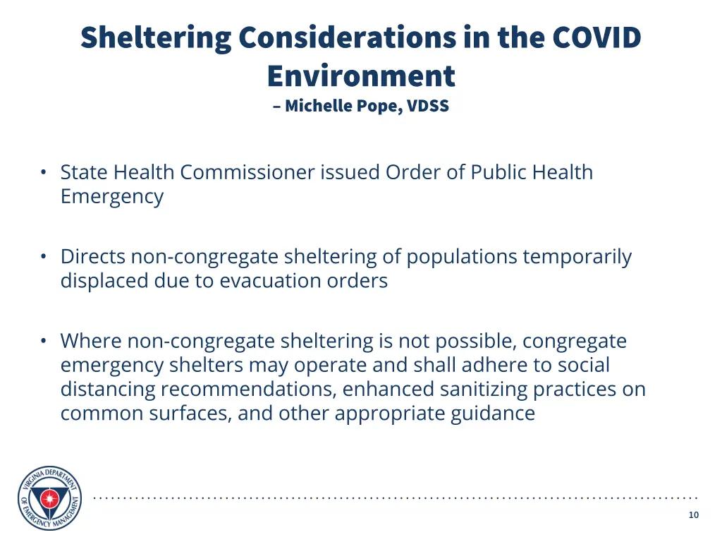 sheltering considerations in the covid