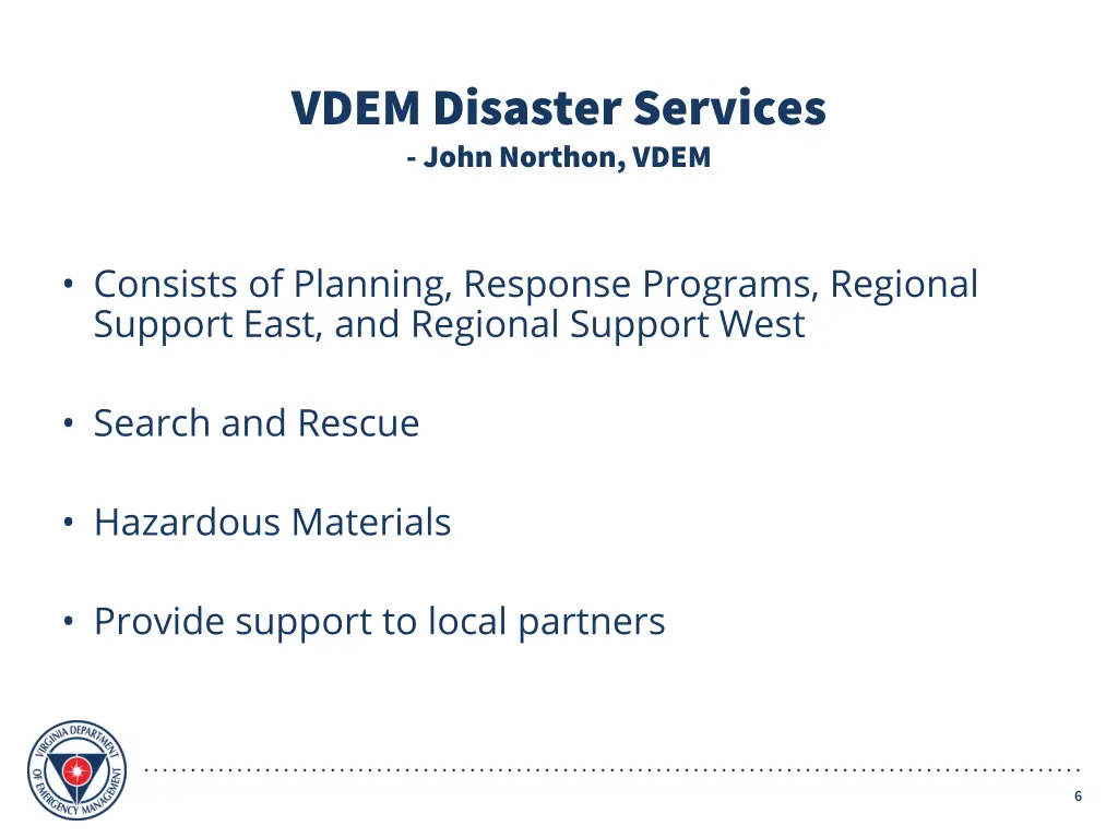 vdem disaster services john northon vdem