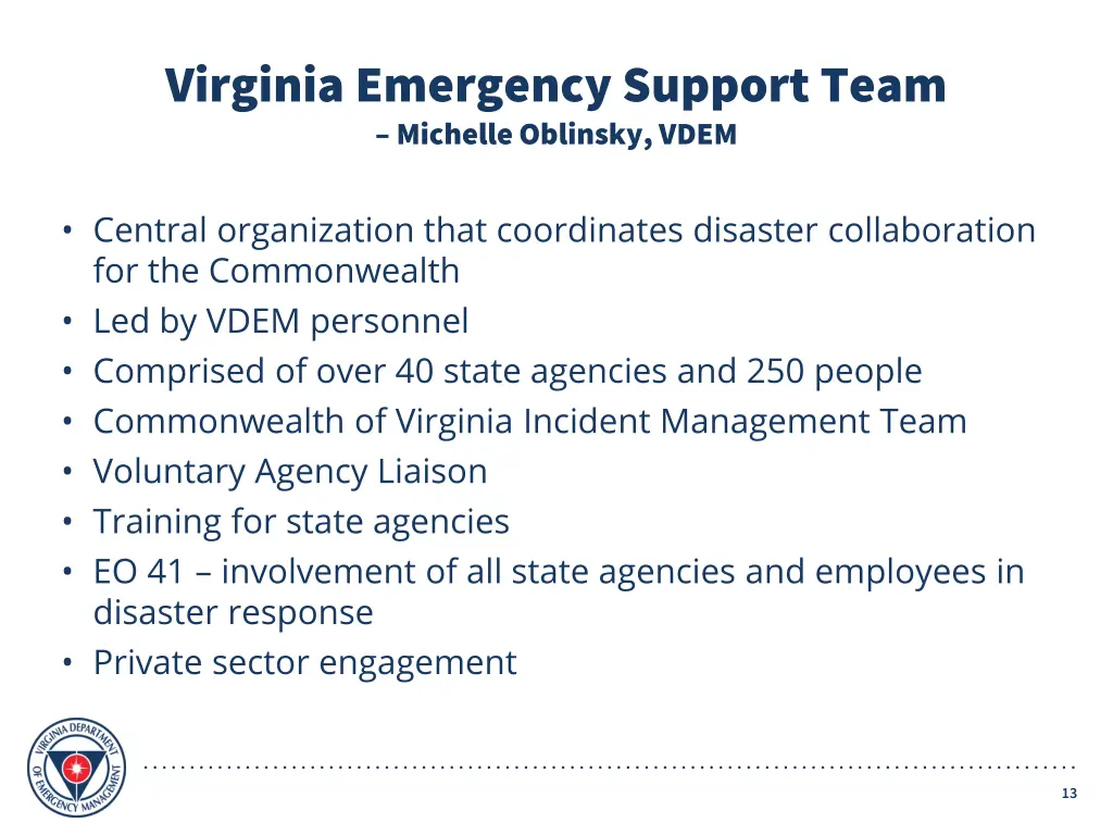 virginia emergency support team michelle oblinsky