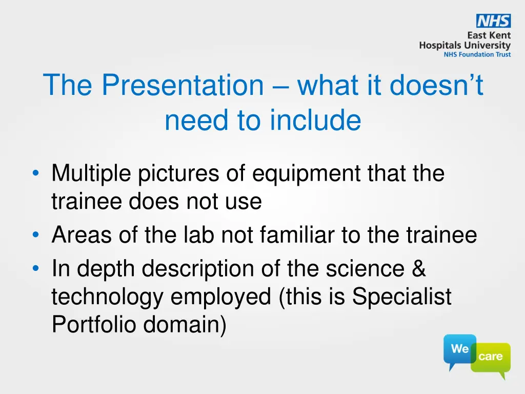 the presentation what it doesn t need to include