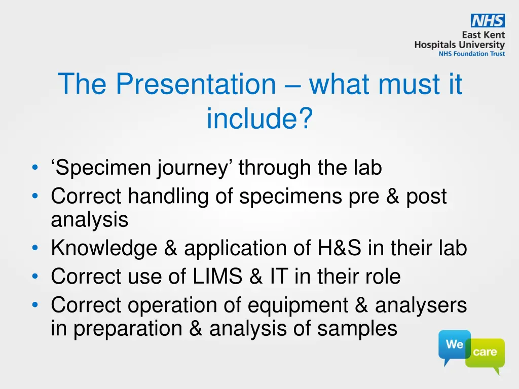 the presentation what must it include