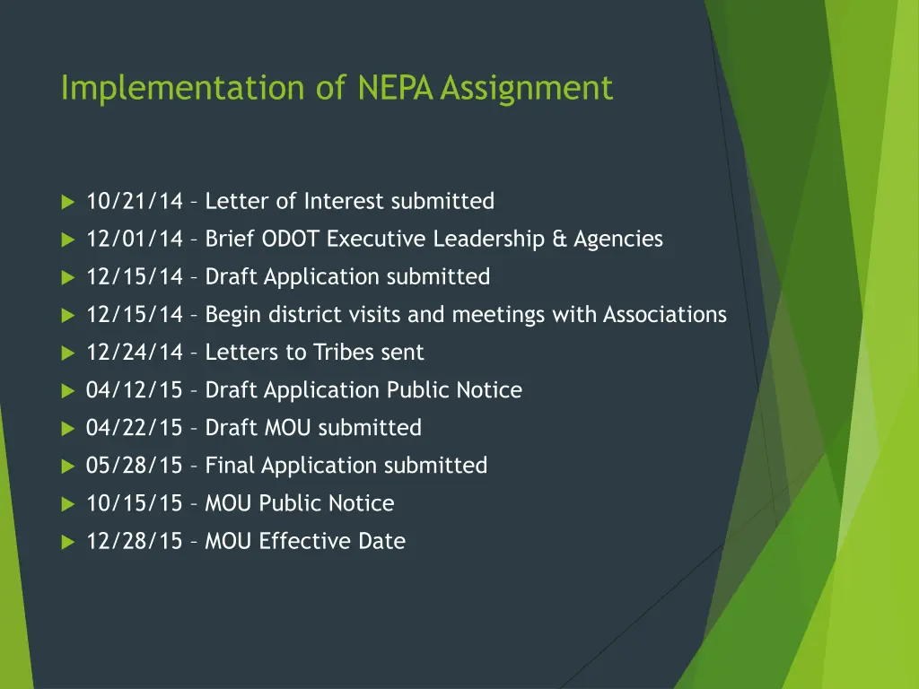implementation of nepa assignment