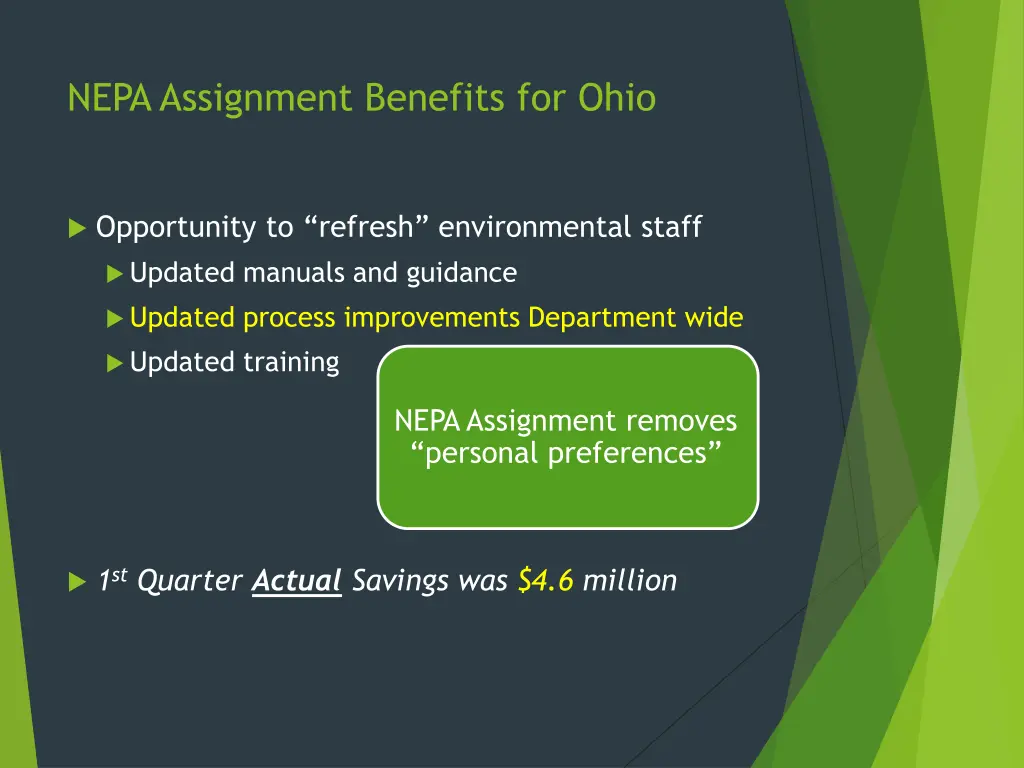 nepa assignment benefits for ohio
