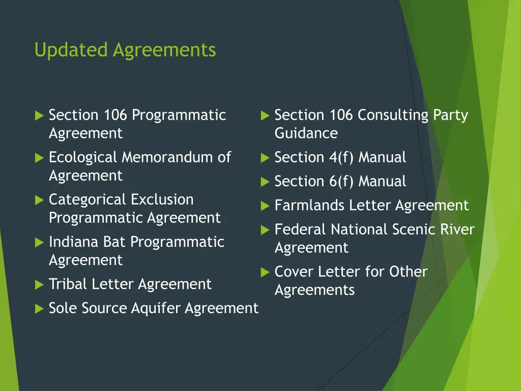updated agreements