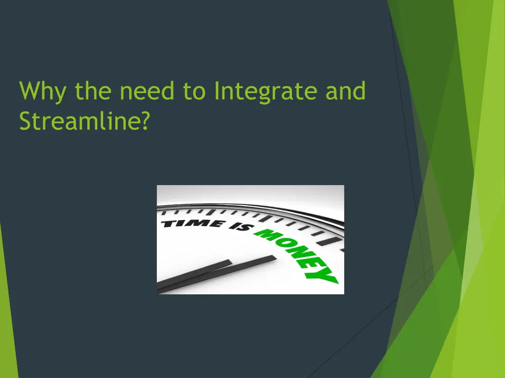 why the need to integrate and streamline