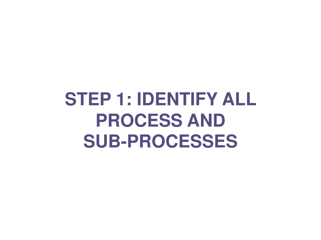 step 1 identify all process and sub processes